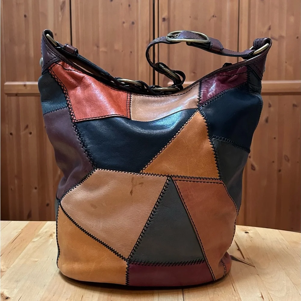 Distressed Coach Bleecker Patchwork Burnished Vachetta Large Duffle Leather Bag - Picture 4 of 14